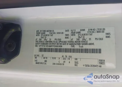 2015 Ford F-150 Xlt from USA, damaged, VIN 1FTFX1EG6FFD00309